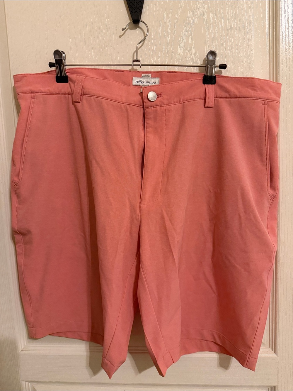 Peter Millar Coral-Pink Flat-Front Golf Shorts